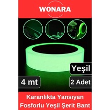Premium Karanlıkta Yansıyan Yapışkanlı Işık Veren Fosforlu Fotolümen Yeşil Şerit Bant 4 Mt 2 Adet