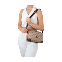 Çapraz Çanta Kadın Silver Polo 1094-47395 Sılver Polo Çapraz Bayan Çantası M178 Koyu Bej-mat Kahve Bej