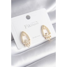 Pirinç Gold Renk Zirkon Taşlı Kadın Küpe - Tj-bkp8444 Diğer