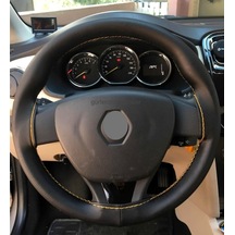 Renault Symbol 2013+ Dikmeli Direksiyon Kılıfı Sarı Ipli (11Cm)