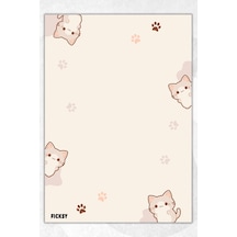 A5 Kedi Bloknot Çizgisiz Defter - 50 Yaprak - Memopad - Notepad - Not Defteri - Not Kağıdı - 2863 Çok Renkli
