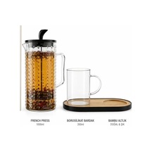 Boncuk Desenli Plastik French Press Hafif & Dayanıklı Çay Ve Kahve Demleme Aparatı Açık Bej