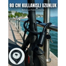 Bisiklet Ve Scooter Kilidi 12 Mm Çelik Halat 80 Cm Anahtarlı Kili Çok Renkli