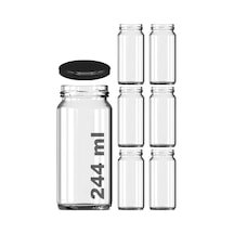 244 Ml Kavanoz Metal Siyah Konserve Kapaklı 244 Cc Şeffaf Uzun Cam Kavanoz 6 Adet Diğer