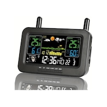 Challenger Renkli Lcd Ekranlı Kablosuz Dijital Hava İstasyonu İç Dış Termometre Nem Basınç 5062siyah