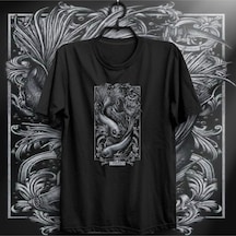 Stoned&Fame Unisex Siyah Balık Burcu Baskılı T-shirt SIYAH Siyah