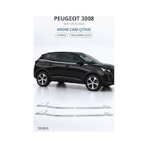 Peugeot 3008 2016-2024 Uyumlu Krom Cam Çıtası 8 Parça Paslanmaz Çelik