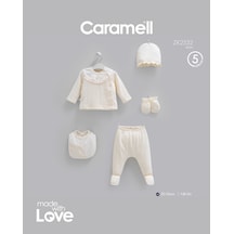 Caramell Fashion Girl 5'li Hastane Çıkışı Zıbın Seti Ekru renkli