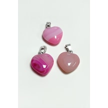 Akik - 896 - Li Doğaltaş Kolye Ucu Küçük 1,5 - Nazblsmm - Cm Pembe Metal