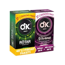 Okey Nirvana Prezervatif +  Okey Rötar Prezervatif 2 x 20'li