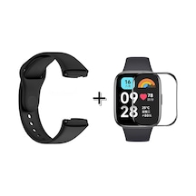 Forzacase Xiaomi Redmi Watch 3 Active İle Uyumlu Silikon Kordon Kayış + Ekran Koruyucu Film - Fc171 Siyah