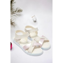 Çapraz Pudra Pembe Eflatun Kız Çocuk Sandalet 001