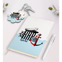Kişiye Özel Kaptan Beyaz Defter Kalem Ve Anahtarlık Seti-4