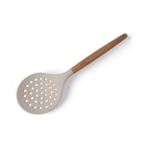 Bambu Saplı Silikon Kevgir, Bambu Uzun Silikon Geniş Kevgir 27cm 3 Renk Seçenekli Krem Çok Renkli