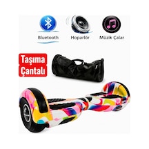 Elektrikli Kaykay Hoverboard 6.5 Inch Taşıma Çantalı Bluetooth Hoparlörlü Akıllı Dengeli - Rs-s5 Rainbow Mix Grafiti