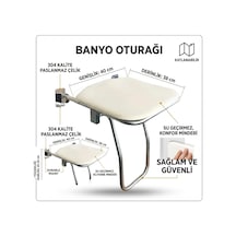Katlanabilir Engelli Duş Oturağı - 304 Kalite Paslanmaz Çelik, Duvara Monte Yaşlı Ve Bedensel Engelli Banyo Taburesi, Duş Oturak Beyaz