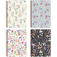 Keskin 385342-99 16,5x22,5 80yp Kareli Çiçek Defter Karton Kapak