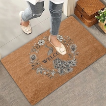 Valerine Life Tavus Kuşu Ve Tüyleri Welcome Kapı Önü Paspası 45x70cm