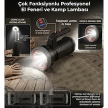 Gp-610 Şarjlı 15 Watt Led El Feneri Teleskopik Kamp Lambası - Masa Lambası Taşınabilir Kamp Feneri 1500 Lümen Karışık