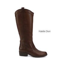 Gönderi(R) Kadın Kahve Antik Fermuarlı Kalın Topuklu Hakiki Deri Kovboy Çizme Dkzc61347538 Kahverengi