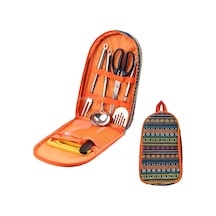 Tcherchi 7 Parça Kamp Mutfak Eşyası Seti Taşıma Çantası Turuncu