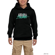 Ariana Grande Logo Siyah Çocuk Kapşonlu Sweatshirt