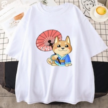 Tarzsokak Beyaz Anime Kawaii Köpek Karikatür Grafik Baskı Ler Leri 90s Beyaz