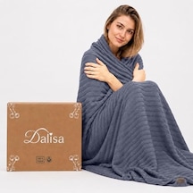 Dalisa%100 Organik Pamuk Örgü Koltuk Battaniyesi, Gri-mavi, 60x80 İnç, Gots Sertifikalı, Tığ Örgü, Yetişkinler İçin, Çevre Dostu Lüks, Lynx Esinli Desen Açik Gri