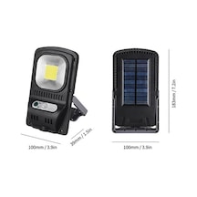 Pazly 30 Cob Led, 120 Hareket Sensörlü, Ip65 Su Geçirmez Güneş Enerjili Dış Mekan Duvar Lambası, Siyah, 183x100x39 Mm