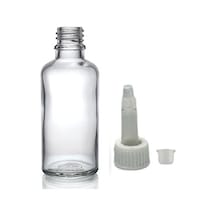50ml Şeffaf Cam Şişe Getamisin Kapak, 12 Adet, Plastik Üstten Damlalıklı Şişe, Damlatmalı Şişe, Damlatıcı Şişe