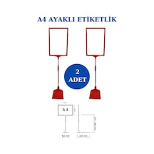 2 Adet Kırmızı A4 Ayaklı Sepet Etiketi Çerçeveli Etiketlik Kırmızı