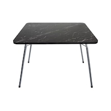 Bofigo 60 x 80 CM Granit Desenli Katlanır Masa Balkon Bahçe Kamp Masası Piknik Masası Siyah