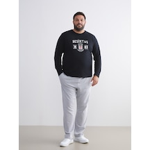 Lc Waıkıkı Siyah Büyük Beden Beşiktaş Baskılı Erkek Pijama Takımı