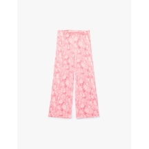 Koton Desenli Beli Lastikli Geniş Paça Pantolon Pembe Desenli 6skg40199ak
