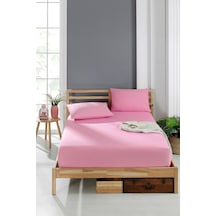 Valezium Tek Kişilik Akfil Kumaş Lastikli Fıtted Yastıklı Çarşaf Seti 90x200 Pembe Pembe