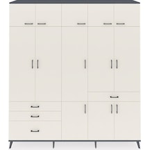 Hyperion Dolap 8 Raflı 4 Çekmeceli 3 Askılı 220x44x243 Antrasit-aytaşı/aytaşı Çok Renkli