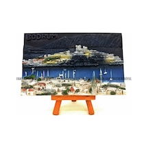 Bodrum Gece Kale Manzaralı Kabartmalı Duvar Masaüstü Pano Tablo