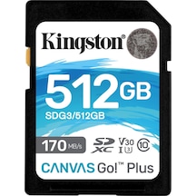 Kıngston Canvas Go Plus SDG3/512 GB 512 GB SD 170R Hafıza Kartı