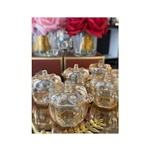 6 Adet Kristal Cam Gold Renk Kapaklı Lokumluk Sunumluk Altın