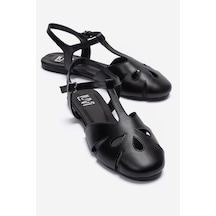 Luvishoes Nathalıe Siyah Cilt Hakiki Deri Kadın Sandalet