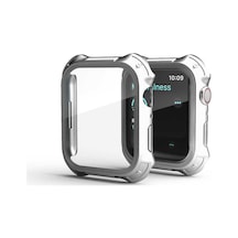 Ekılıf - Apple Uyumlu Watch 7 41mm - Kasa Ve Ekran Koruyucu Watch Gard 10 - Gümüş