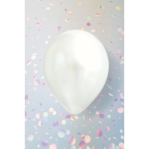 Metalik Beyaz Balon 12" 30 Cm Metalik Balon 10lu Paket Metalik Beyaz