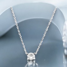 Monemel Swarovski Tek Taş Kolye 925 Gümüş Altın Kaplama N05512 Gümüş - Rodyum