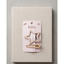 3'lü Ve 2'li Set Pastel Pöt İkare Desenli Yıldız Ve Çiçek Figürlü Kız Çocuk Pens Toka Bej