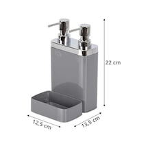 Gri Sünger Hazneli Mutfak Sıvı Sabunluk 300 Ml Ve Bulaşık Deterjanlık 500 Ml 000 Açık Krem