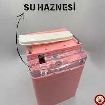 Oyuncak Buharlı Sesli Işıklı Kahve Makinesi Pilli Gerçekçi Su Akışlı Renk Değiştiren Bardaklı Mini Barista Seti Pembe Ahşap