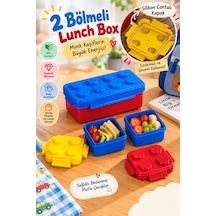 Porsima 05804 2 Bölmeli Beslenme Kutusu Silikon Contalı Sızdırmaz Çocuk Yemek Kabı Lunch Box Okul Beslenme Kabı Çok Renkli