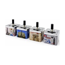 Lb 12 Adet Ashtray Kare - Basmalı Metal Küllük