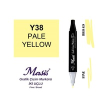 Çift Uçlu Marker Grafik Çizim Kalemi 38 Açık Sarı