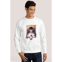 Anime Tokyo Ghoul Anteiku Baskılı Beyaz Erkek Örme Sweatshirt (534645843)